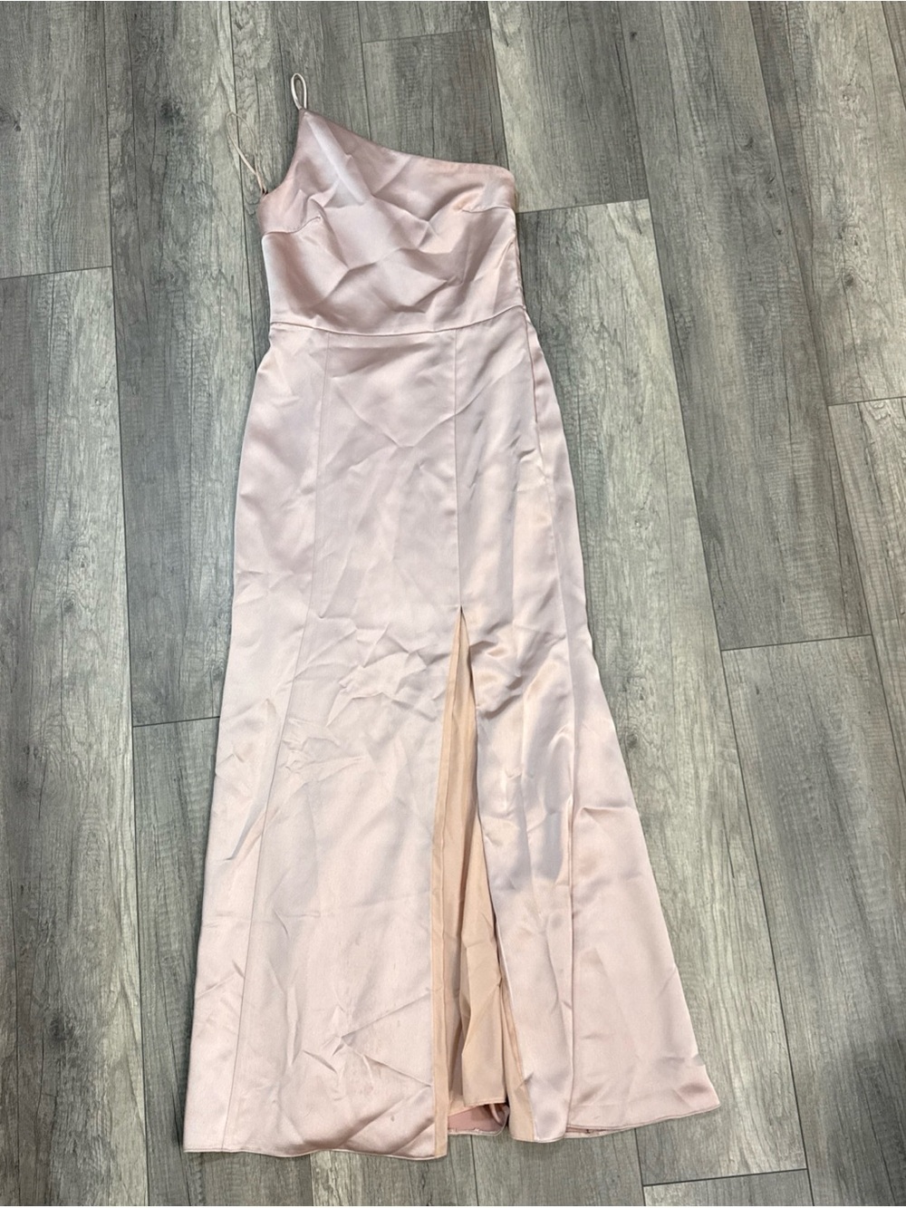 Amsale Soft Blush Satin Evening Gown